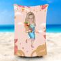 Personalized Grocery Woman Face Pink Photo Beach Towel