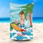 Personalized Hawaii Surfing Boy Palm Beach Towel