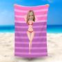 Personalized Red Bikini Beauty Stripe Photo Beach Towel