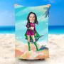 Personalized Supermom Green Cloak Beach Towel With Photo