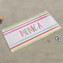 Personalized Watercolor Stripes Bright Beach Towel