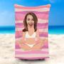 Personalized White Bikini Girl Face Stripe Beach Towel