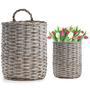 Plant Pot Wicker Basket Set – Wall Hanging Woven Planters for Flowers and Home Decor