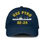 Uss Pyro Ae-24 Classic Cap, Custom Embroidered Us Navy Ships Classic Baseball Cap, Gift For Navy Veteran