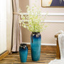 Floor Vase Bell Mouth Blue Kiln Ceramic Vase Flower Vase For Living Room