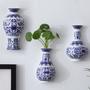 Antique Blue And White Porcelain Flower Arrangement Ceramic Wall Hanging Vase Hotel Home Office Decoration