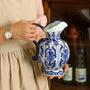 Big Handle Antique Blue And White Home Decoration Ceramic Pot Porcelain Ornament Vases