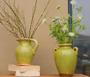 Chinese Style Green Crackled Transparent Glaze Urn Shape Ceramic Vase With Handles