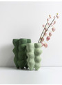 Handmade Modern Ceramic Vase Nordic Style Unique Grass Green Color Vintage Matt Glaze