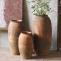 Home Decoration Floor Stripe Ceramic Interior Vase Vintage Terracotta Flower Vases