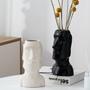 Human Face Vase White Black Retro Ceramic Flower Vase For Easter Decor
