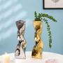 Interior Luxury Dry Flower Pot Handmade Nordic Modern White Silver Gold Ceramic Vases For Home Decor