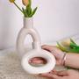 Oval Nordic Minimalism Hollow Vases White Vases For Decor Ceramic Flowers Vase For Garden Home Decoration