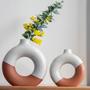 Nordic Modern Living Room Decoration Creative Flower Arrangement Home Decor Ceramic Donut Flower Vases