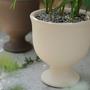 White Brown Goblet Shape Ceramic Flower Planter Classic Plant Pot Hotel Vase For Succulent Orchid Plant Pot For Home Decor