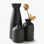 Japanese Ikebana Vase Flower Modern Matte Black Bud Ceramic Vases Set of 3 For Home Decor