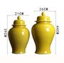 Large Yellow Glazed Porcelain Ceramic Ginger Jar Flower Vase For Home Decor