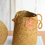 Brown Wicker Baskets - Handwoven Seagrass Storage Basket with Handle for Plants & Flowers