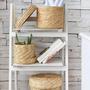 Set of 3 Woven Storage Box With Lid Wheat Straw Plant Baskets Round Finishing Storage Box