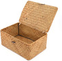 Set of 3 Medium Woven Wicker Storage Bins With Lid Natural Seagrass Storage Baskets