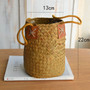 Brown Wicker Baskets - Handwoven Seagrass Storage Basket with Handle for Plants & Flowers