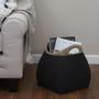 Black Seagrass Storage Basket With Handles Laundry Basket Handcrafted Made Of Eco-Friendly Materials