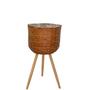 Brown Flower Pots Planters Basket With Three Timber Toe And Plastic Lining