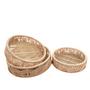 Set of 3 Round Classic Style Basket Bamboo Rattan Material Other Storage Wicker Baskets Tray