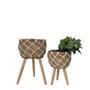 Flower Basket Plant Pot Seagrass Baskets With Wooden Legs