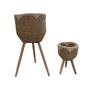 Flower Pots Planters Grass Wicker Wood Planters With Timber Toe And Plastic Lining
