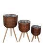 Tall Wicker Planters With Three Timber Toe And Plastic Lining Basket Flowerpot