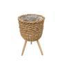 Grass Basket With Wood Feet Flower Planters Pots Basket Decorative Planter For Home Garden Decoration