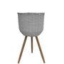 Grey Handmade Wicker Wood Flower Designer Planters Plant Pots Basket Strap Leg