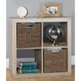 Grey Square Natural Seagrass Wicker Baskets For Shelves Storage Basket With Insert Handles Straw Foldable Box