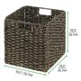 Grey Square Natural Seagrass Wicker Baskets For Shelves Storage Basket With Insert Handles Straw Foldable Box