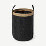 Black Large Wicker Seagrass Storage Basket Woven Basket For Home Storage And Organization