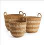 Hand Woven Braided Seagrass Basket Storage With Handles Seagrass Laundry Basket Seagrass Plant Basket