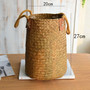 Brown Wicker Baskets - Handwoven Seagrass Storage Basket with Handle for Plants & Flowers