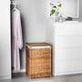 Large Foldable Home Clothes Organizers Woven Wicker Rattan Laundry Basket Hamper With Lid Lining Liner