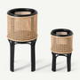 Natural Rattan Plant Pot Wicker Rattan Cane Planter Woven Plant Stand For Indoor Outdoor Decor