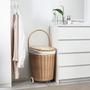 Minimalism Rattan Laundry Basket On Wheels with Liners and Lid Storage Basket For Washing Room