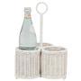 Minimalism White Rattan Wine Caddy Hand-Produced Rattan Wine Bottle Rack For Outdoor Picnic