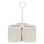 Minimalism White Rattan Wine Caddy Hand-Produced Rattan Wine Bottle Rack For Outdoor Picnic