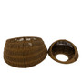 Set of 2 Wall Hanging Craft Basket Poly Rattan Hand Woven Storage Wicker Baskets For Indoor Outdoor Storage