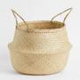 Seagrass Large Folding Basket Storage With Handle Handwoven Storage Seagrass Belly Basket For Home Organization