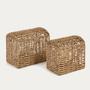 Set of 2 Handcrafted Water Hyacinth Basket Trunks Baskets with Lids