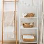 Set of 2 Natural Hyacinth Storage Baskets With Wooden Handles For Shelves Decorative Bathroom Organization