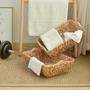 Set of 2 Natural Hyacinth Storage Baskets With Wooden Handles For Shelves Decorative Bathroom Organization