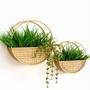 Set of 2 Natural Material Wicker Hanging Garden Pot Wall Hanging Planter For Balcony Home Decor