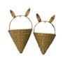 Set of 2 Triangle Handmade Hanging Wicker Wall Basket With Natural Material For Home Storage Or Decoration